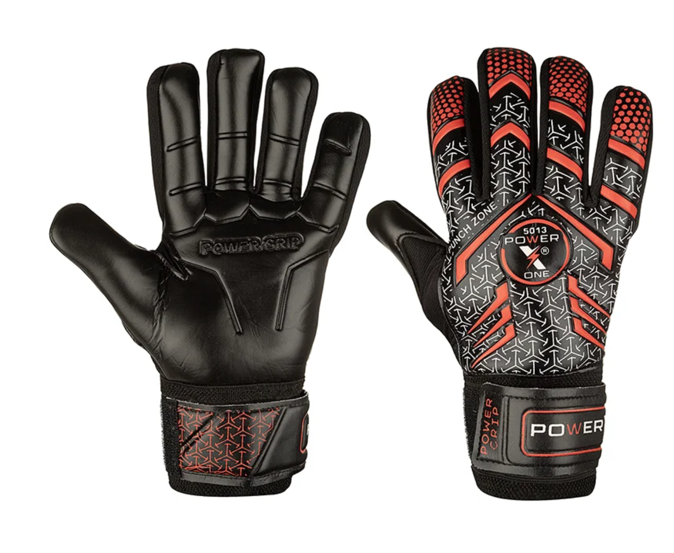 دستکش فوتبال گلری دروازه بانی فنردار پاورایکس 5013 | مشکی/قرمز